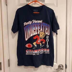 Pretty Vacant Undefeated 2013 Champions Bear Graphic Tee Mens Medium Navy Blue